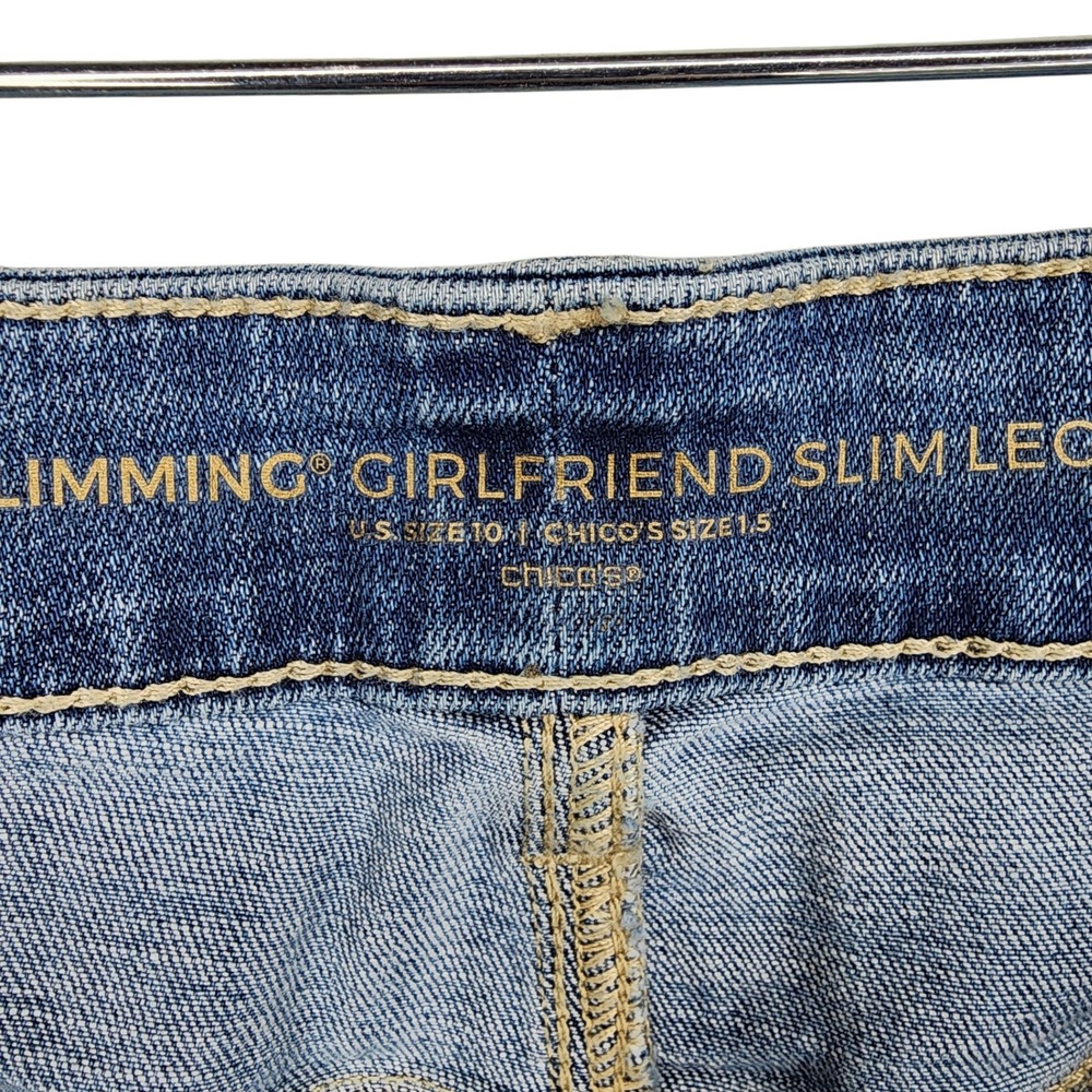Chicos So Slimming Girlfriend Slim Leg Crop Jeans Distressed Womens Size 1.5/10 - Picture 5 of 7